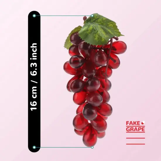 4 Bunches - Artificial Grapes Fake Plastic Fruit Dark Red Grapes String Model Decoration {3}
