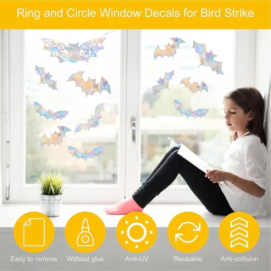 15PCS Bat Prismatic Window Clings {2}