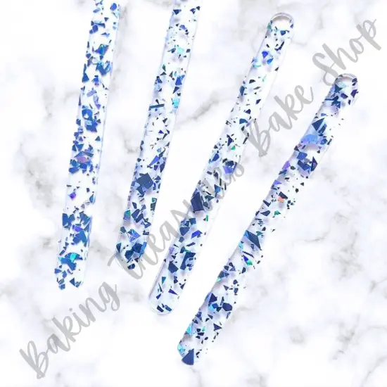 Flake Glitter Acrylic Popsicle Sticks- Dodger / Royal Blue {1}