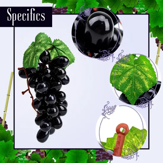 8 Bunches Artificial Grapes - Black {2}