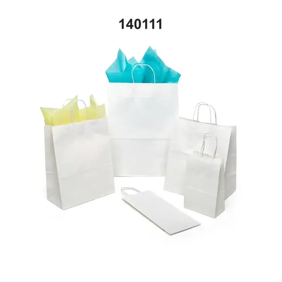 Practical Plain White Kraft Shopping Bag 6" x 3 1/4" x 8 3/8" {3}