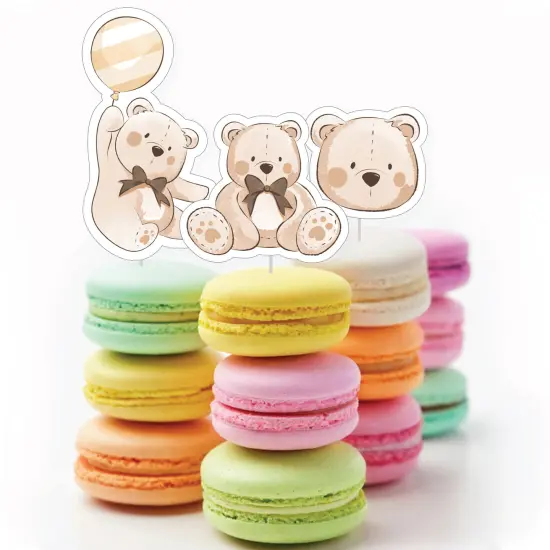 Big Dot of Happiness We Can Bearly Wait - Dessert Cupcake Toppers - Teddy Bear Baby Shower Clear Treat Picks - Set of 24 {5}