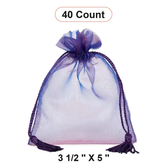Jewel Tone Iridescent Sheer Tasseled Bags 3 1/2'' x 5'' for Jewelry {1}