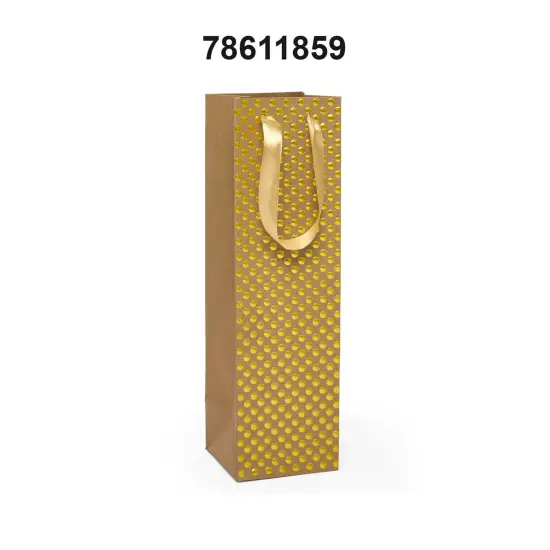 Embossed Polka Dot Wine Pouch 4 1/8'' x 4 1/8'' x 14 1/4'' {3}