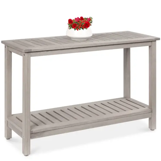 Best Choice Products 48in 2-Shelf Indoor Outdoor Wooden Console Table Multifunctional Buffet Bar Storage White {7}