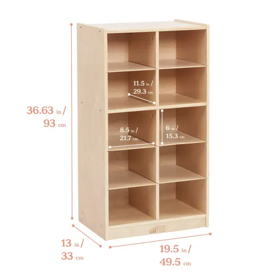 10 Cubby Mobile Tray Cabinet with 10 Scoop Front Storage Bins Contemporary {2}