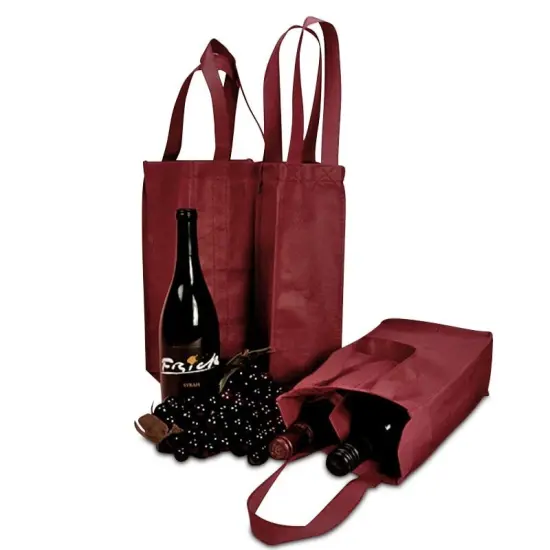 Non-Woven Reusable Wine Carry Bag Reusable 7" x 7" x 14" {4}