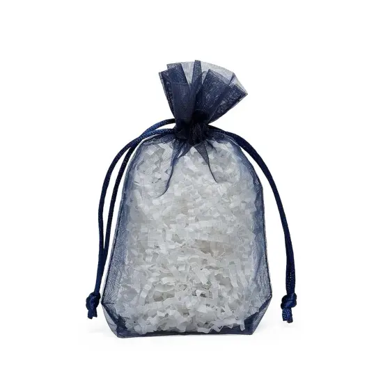 Flat Bottom Organza Bags 5 1/2 '' X 1 1/2 '' X 10 1/2 '' for Decorative Gift Wrap Navy {2}