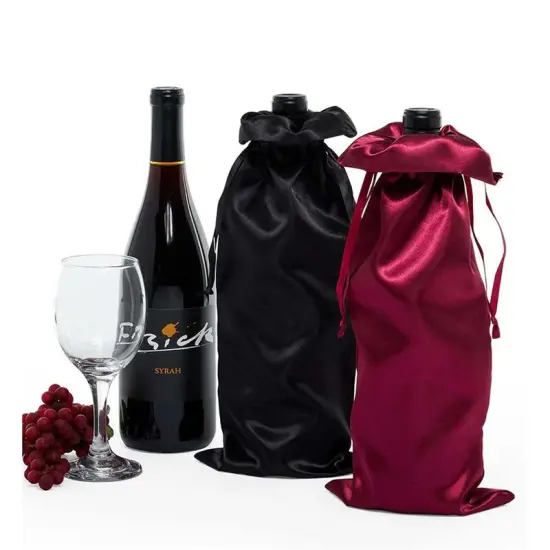 Black Satin Bag 6'' x 15'' Elegant Design {2}