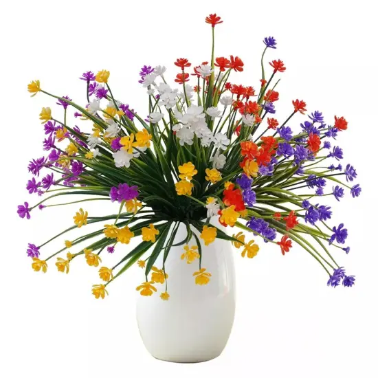 10pcs Set Artificial Flowers Fake Plant Indoor Plastic Flower Wedding Home Decor {1}