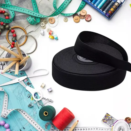 Kitcheniva 1" x 12 Yard Elastic Band Stretch Strap Elastic Cord For Sewing Craft Black {8}