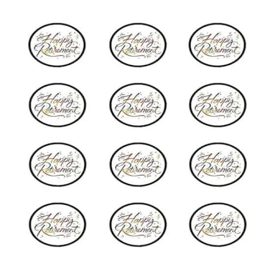 Happy Retirement Cupcake rounds 2 inch's in size 12 per sheet {1}