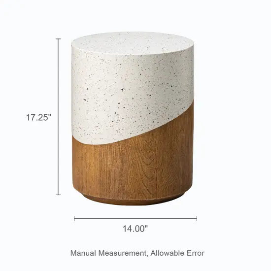 Set of 2 17.25"H Multi-functional MGO Faux Terrazzo and Wood Texture Garden Stool or Planter Stand or Accent Table {6}