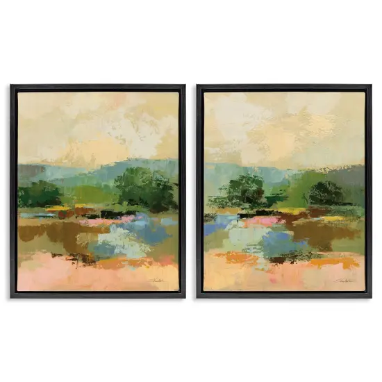 Stupell Industries Across the River Landscape 2 pc Framed Floater Canvas Wall Art Set Design by Silvia Vassileva {7}