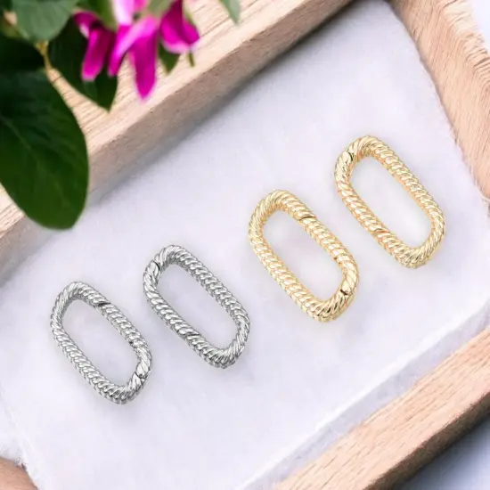 18x9x2.5mm Plated Brass Twisted Oval Spring Gate Clasp - Choose Your Color Gold (2948) {2}