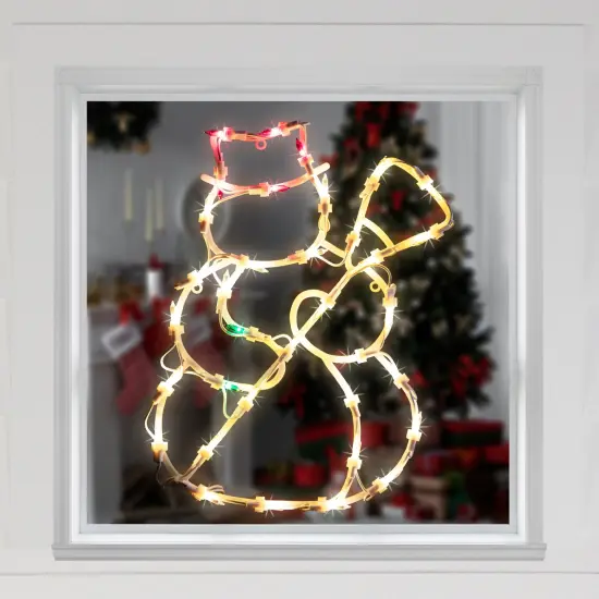 Northlight Lighted Snowman Christmas Window Silhouette Decoration - 15" - Multicolor Lights White {4}