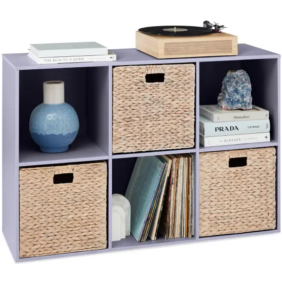 Best Choice Products 6-Cube Bookshelf, 13.5in Display Storage System, Organizer w/ Removable Back Panels Lavender {1}