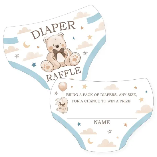 Big Dot of Happiness We Can Bearly Wait - Diaper Shaped Raffle Ticket Inserts - Teddy Bear Baby Shower Activities - Diaper Raffle Game - Set of 24 {1}