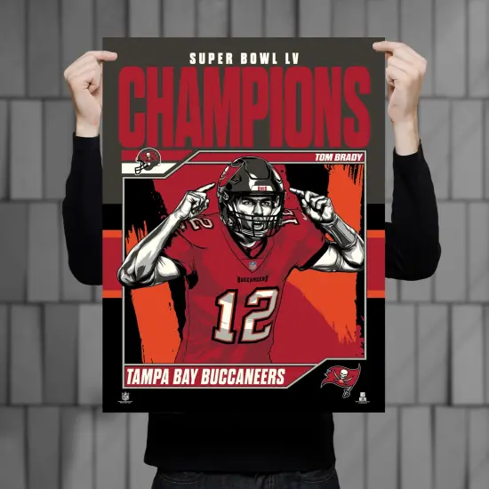 Phenom Gallery Tampa Bay Buccaneers Super Bowl LV Champs Tom Brady 18" x 24" Deluxe Framed Serigraph {2}