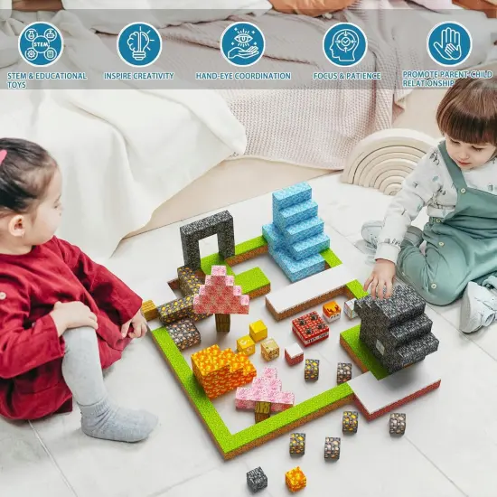 Magnetic Blocks 100PCS,Mine World Craft Toys for Boys 6-8,Magnetic Cubes for Kids,Magnetic Toys,Stress Relief Building Blocks,Magnetic Building Cubes0.8In,Puzzle Games,Building Toys {4}