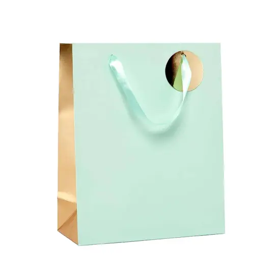 Elegant Two-Tone Metallic Euro Totes Compact 101/4'' x 43/4'' x 125/8'' Mint {2}