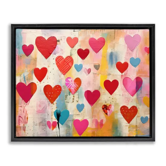 Stupell Industries Playful Patterned Hearts Framed Floater Canvas Wall Art Design by LSR Design Studio {7}