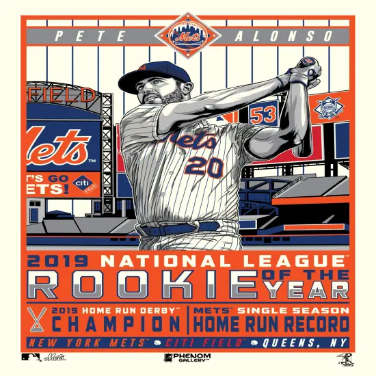 Phenom Gallery New York Mets Pete Alonso 2019 Rookie of the Year Deluxe Framed Serigraph Print {6}