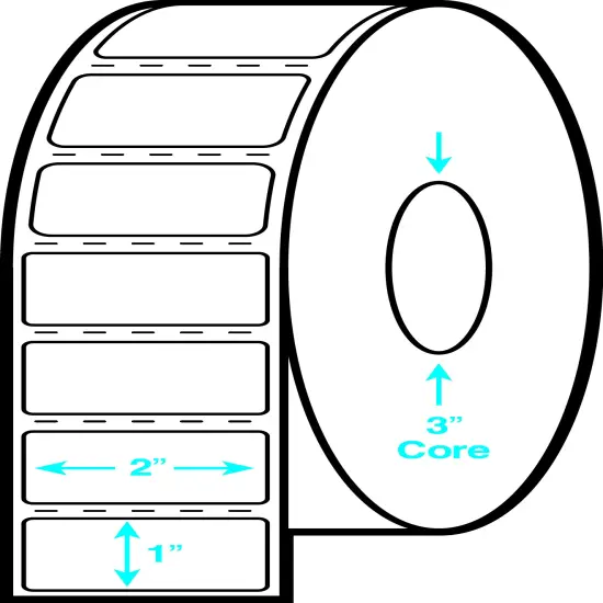 Avery Industrial Direct Thermal Labels for Thermal Printers, 1" x 2", 4 Rolls, 3" Core, 12,000 Labels (4130) {4}