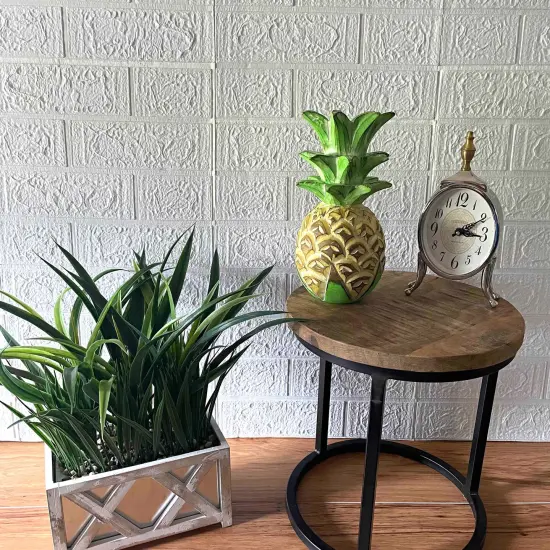 Hand-Painted Pineapple Sculpture &ndash; 9.75" High, Rustic Tropical Decor Accent {7}