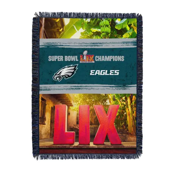 NFL Philadelphia Eagles 2025 Super Bowl LIX Woven Courtyard Tapestry Throw Blanket 48X60 Inches {1}