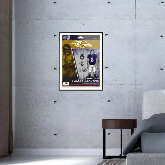 Phenom Gallery Baltimore Ravens Lamar Jackson Action Figure 18" x 24" Deluxe Framed Serigraph {4}