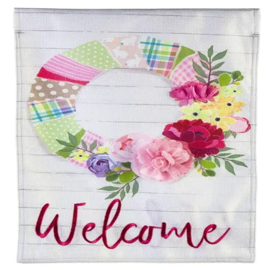 Wrapped Wreath Easter Garden Flag 2 Sided Burlap {1}