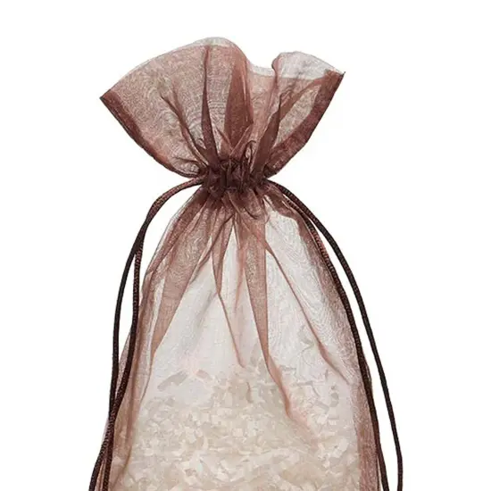 Flat Bottom Organza Bags 5 1/2 '' X 1 1/2 '' X 10 1/2 '' for Beautiful Favors Brown {5}