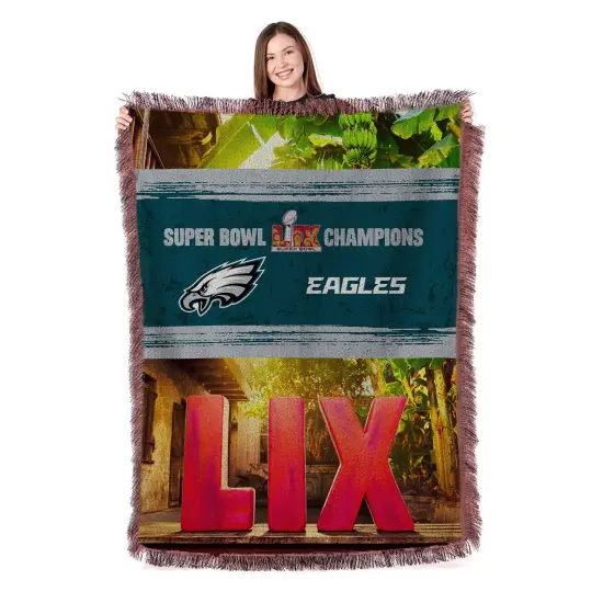 NFL Philadelphia Eagles 2025 Super Bowl LIX Woven Courtyard Tapestry Throw Blanket 48X60 Inches {2}
