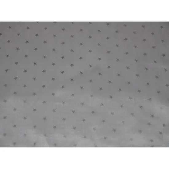 Mini Star Silky Satin Fabric 60" Wide 100% Polyester White silver star {6}