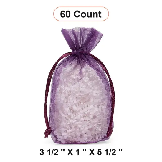 Flat Bottom Organza Bags 3 1/2 '' X 1 '' X 5 1/2 '' for Luxury Gift Wrapping Purple {1}