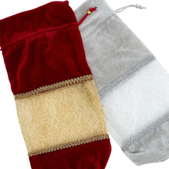 Velvet Wine Gift Bag 3 1/2'' x 6'' x 13 3/4'' {5}