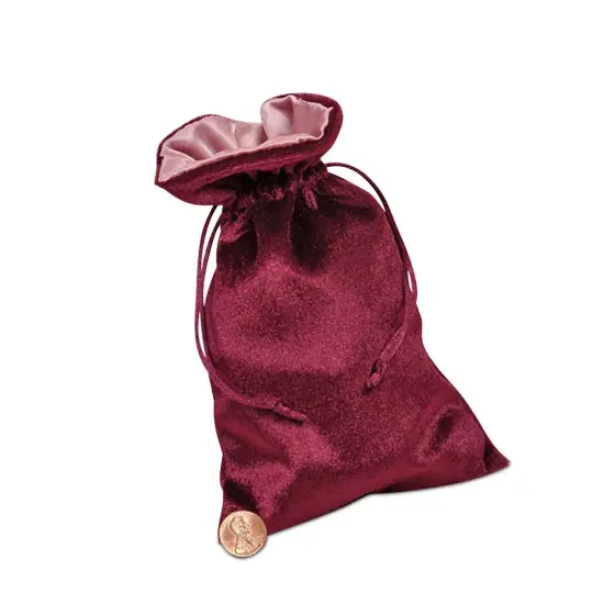 Wine/Rose Satin Inside Velvet Drawstring Bags 5'' X 8'' {4}