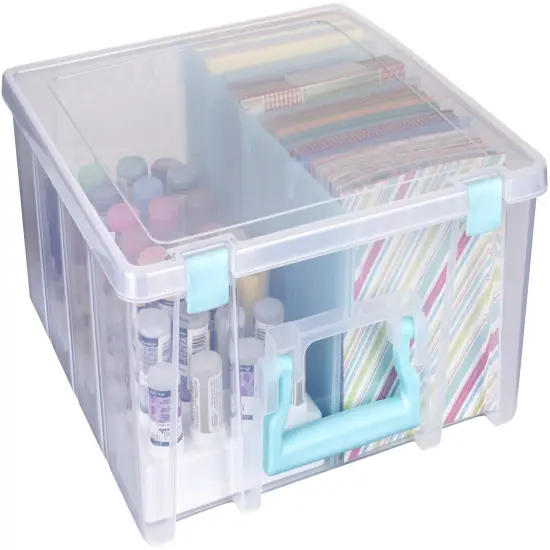 ArtBin Super Satchel Double Deep W/Removable Dividers-Aqua Handle, Latch & Dividers {6}