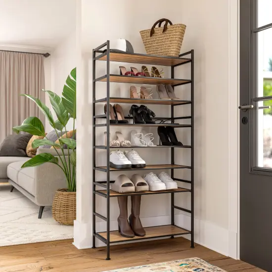 Seville Classics 3-Tier HOME Resin Slatted Shoe Rack Espresso {7}
