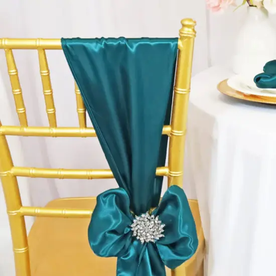 10 Pieces Satin Chair Sashes 8 by 108 inches Peacock {5}