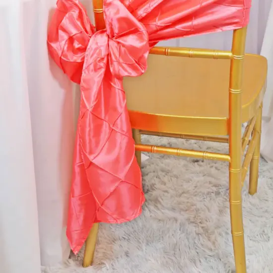 10 Pieces Stunning 9.5 by 108 inch Pintuck Taffeta Chair Sashes Coral {5}