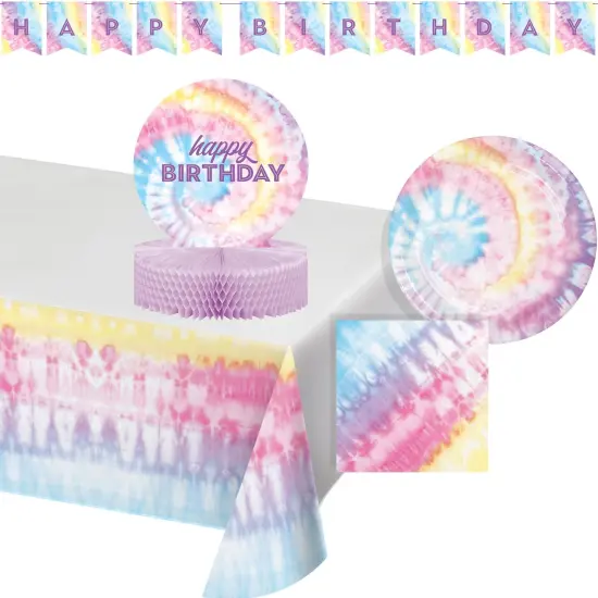 Tie Dye Party Customizable Pennant Banner w/ Stickers - 1ct {3}