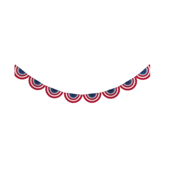 Patriotic Scalloped Paper Fan Garland - 8ft {1}