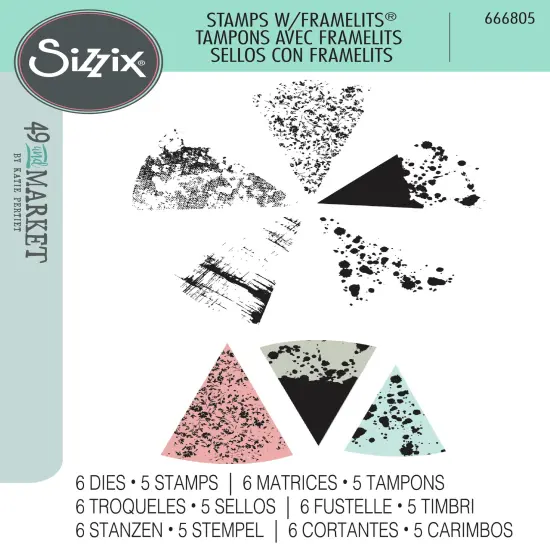 Sizzix A5 Clear Stamps W/Framelits Dies By 49 And Market-Build-A-Burst Painterly {1}