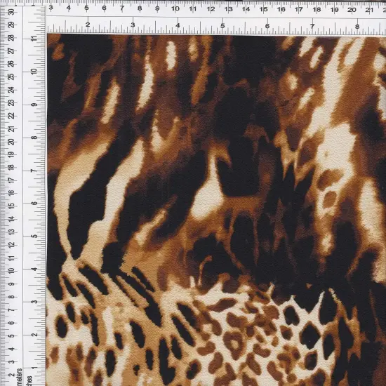 1 Yard Ghost Crepe Animal Print Woven Fabric Stretch Durable Drapery 57/58" Width MOCHA {1}