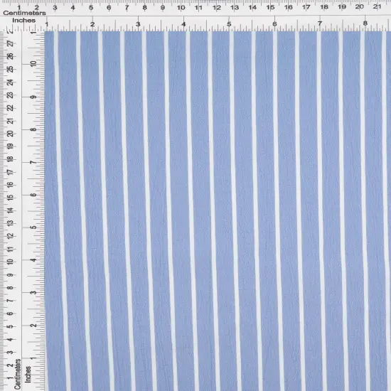 1 Yard Crinkle Stripe Fabric 58/59&Prime; Wide Polyester Spandex Blend DENIM {2}