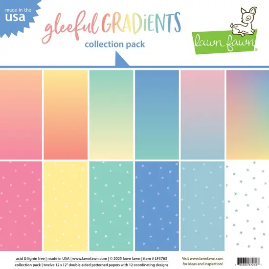 Lawn Fawn Double-Sided Paper Pack 12"X12"-Gleeful Gradients {1}