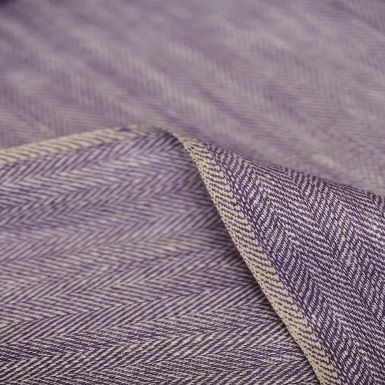 1 Yard Linen Novelty Herringbone Yarn Dyed Fabric Lilac Color 54 Inch Width {6}