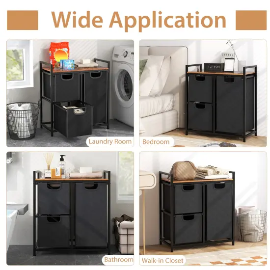 Laundry Basket Organizer with 3 Removable Bags and Storage Shelf {6}